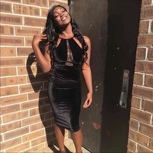 Fashion Nova Black Velvet Dress